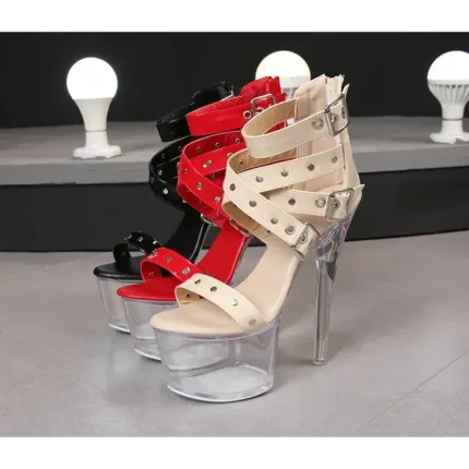 High-heeled rome sandals transparent platform