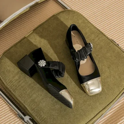 Low high-heeled shoes rhinestone shoes for women