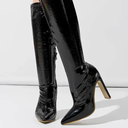 Thick high-heeled thigh boots elasticity boots for women