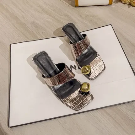 Square head high-heeled high-heeled shoes summer slippers