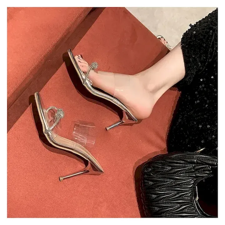 CF22468_0.webp France style high-heeled shoes summer slippers - Image 1