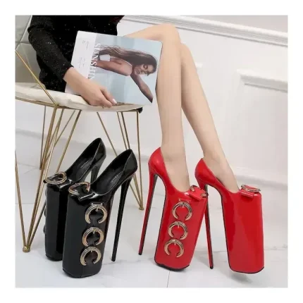 Nightclub large yard metal buckles high-heeled shoes for women
